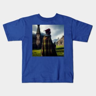 Scottish Highlander in Clan Tartan Kids T-Shirt